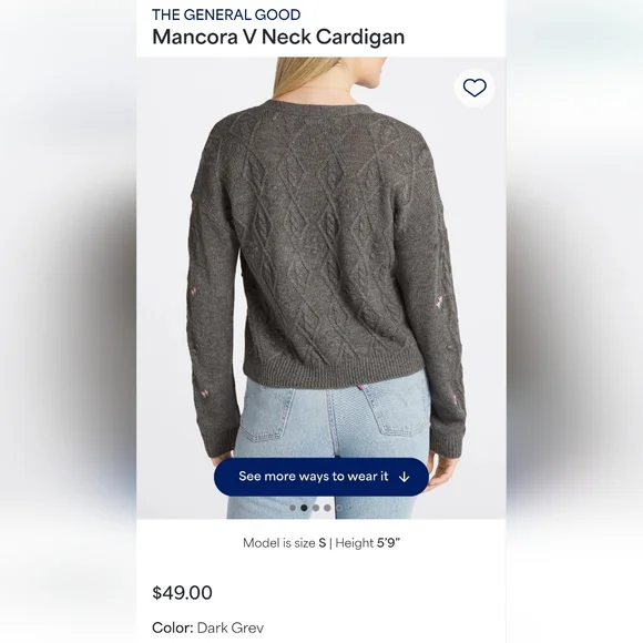 Gray Cable Knit Cardigan Sweater - Picture 3 of 3